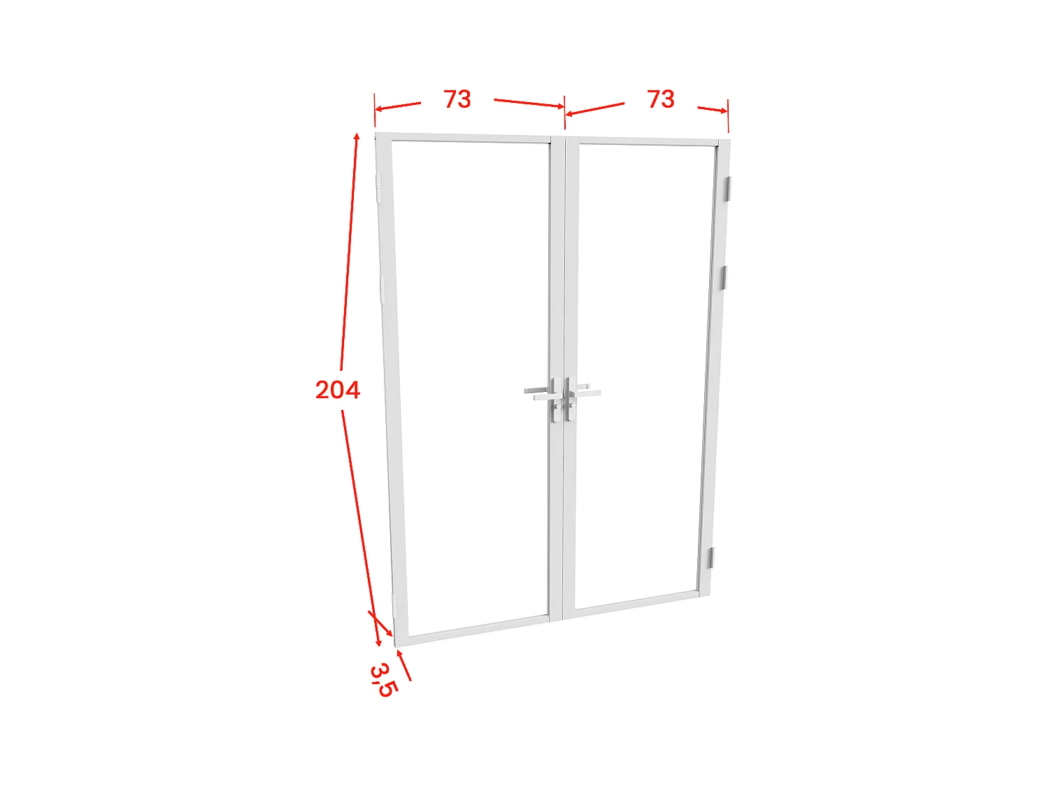 Bloc porte réversible à deux battants en aluminium et verre trempé - 2 x H204 x L73 cm - Blanc - LOXTON