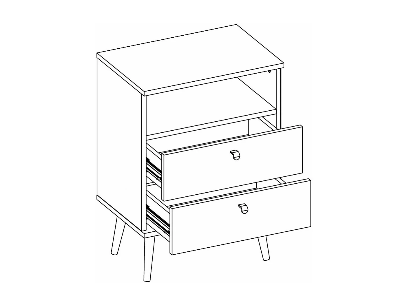 NACHTTISCH High schwarz 50 / 34 / 69,5cm