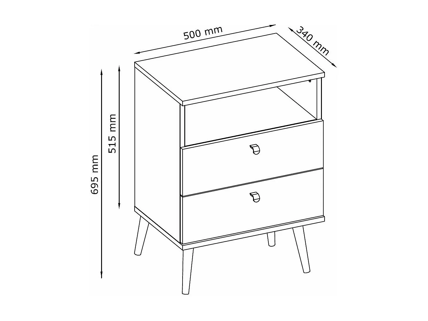 NACHTTISCH High pflaumefarben 50 / 34 / 69,5cm