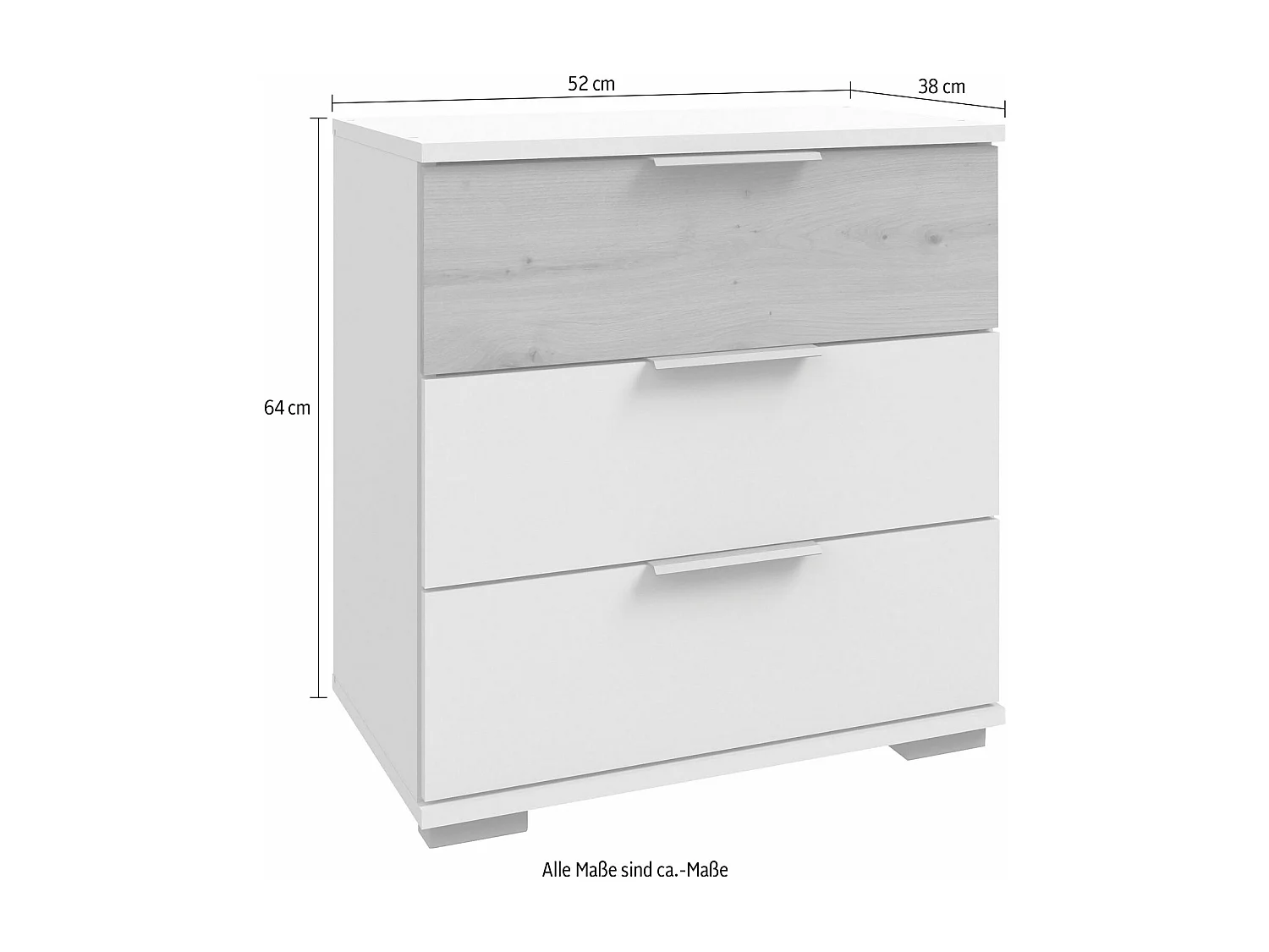 NACHTKONSOLE Gibraltar Graphit / Artisan Eiche 52 / 38 / 64cm