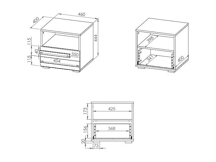NACHTKONSOLE Blanco Pinie weiß / grau 46 / 42 / 45cm