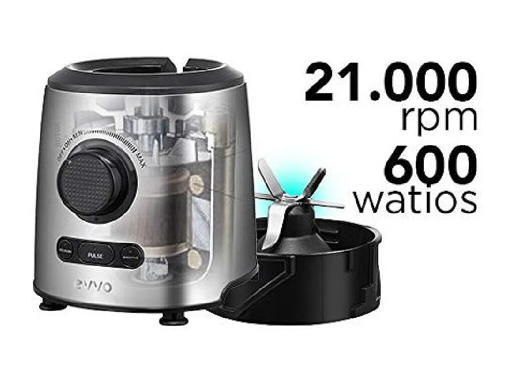 EVVO Batidora de vaso Tasty Cyclon - 600W, 21000 RPM, 1,5 litros