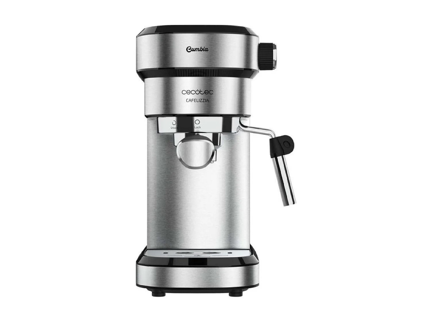Cafeteira Expresso Cecotec Cafelizzia Steel 1350W, 20 Bar, Dupla Saída, Reservatório 1,2L, Aço Inoxidável Prateado