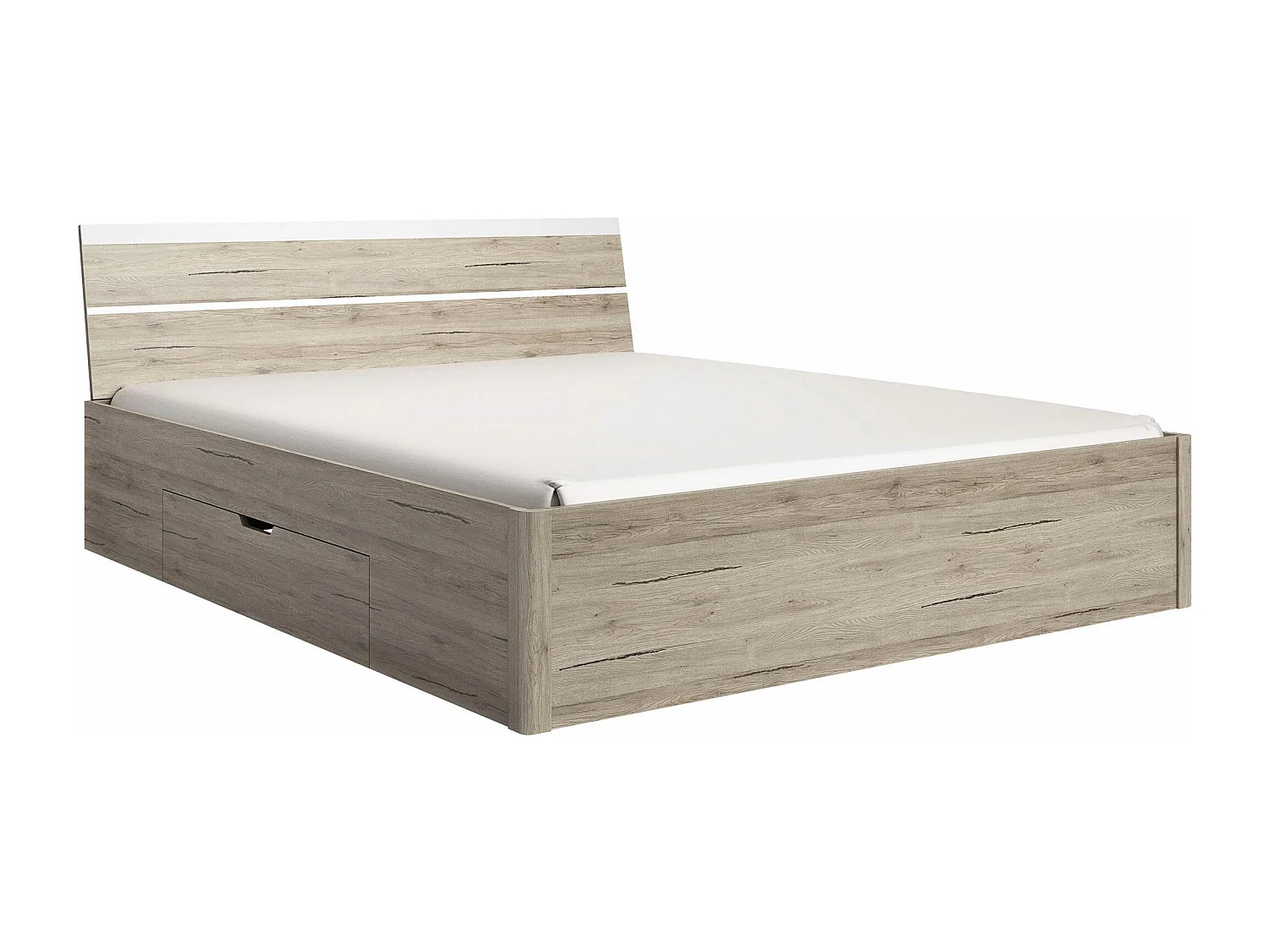 BETT Beta Eiche San Remo / Weiß 166 / 218 / 92cm