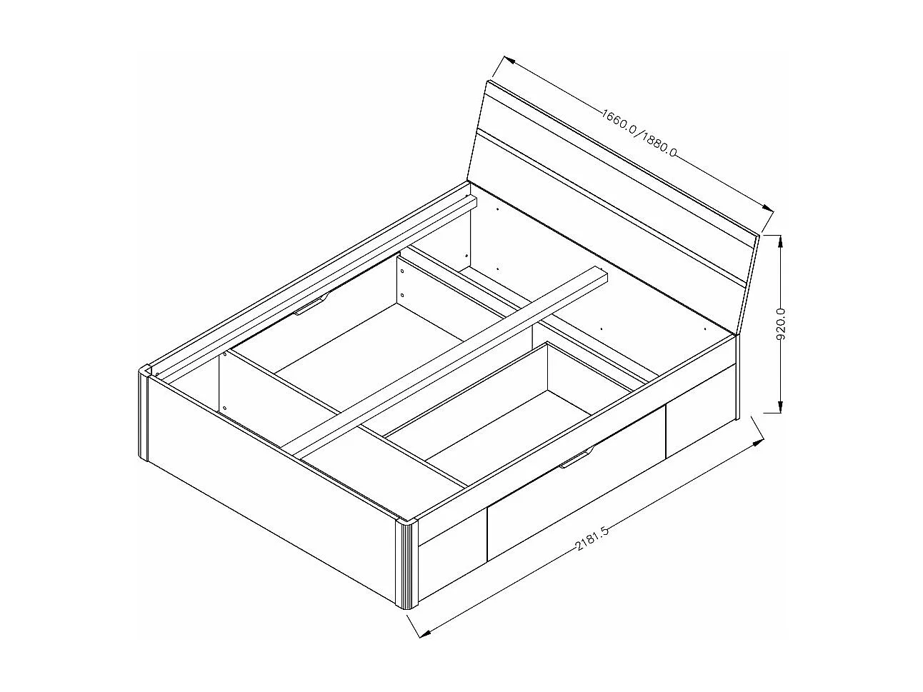 BETT Beta Eiche San Remo / Weiß 166 / 218 / 92cm