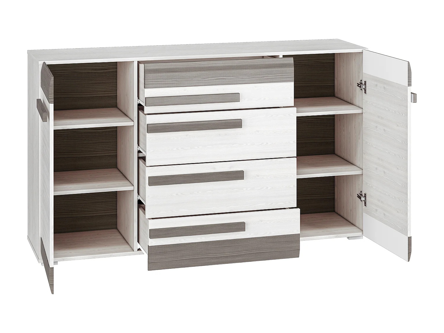 SIDEBOARD Blanco Pinie weiß / grau 165 / 42 / 96cm