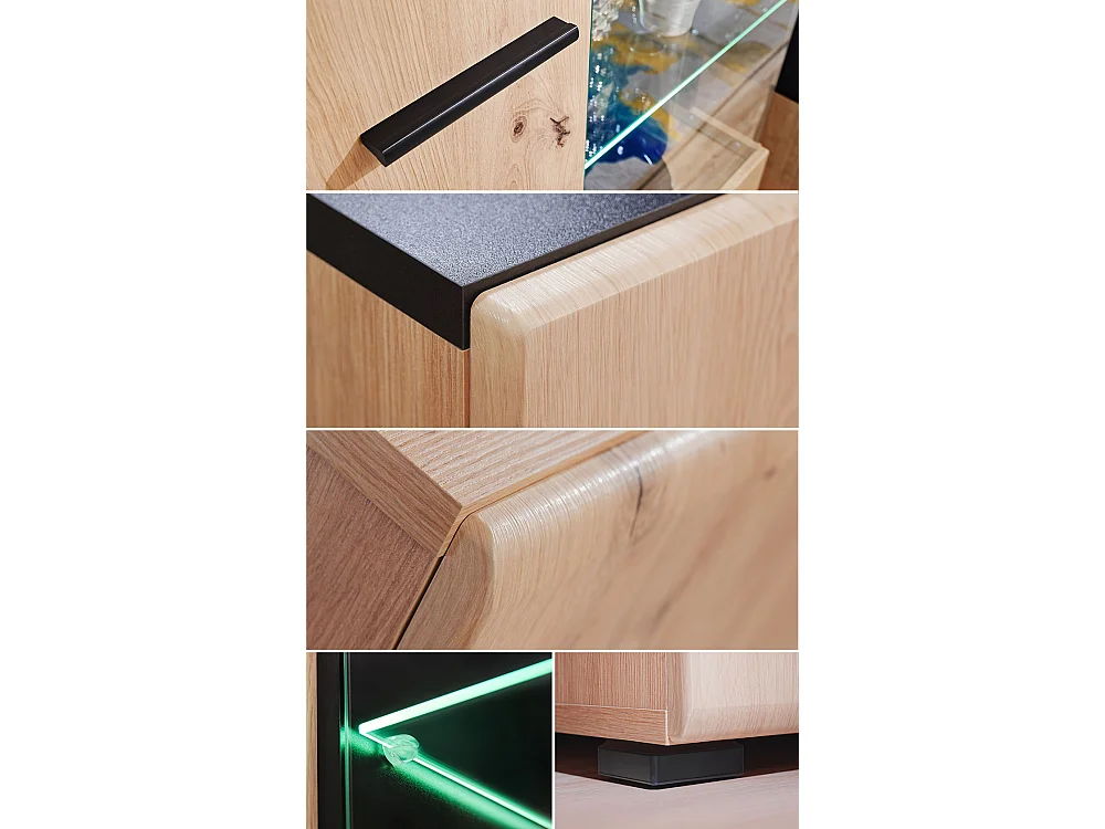 WOHNWAND Rota schwarz matt - Artisan Eiche 4-teilig