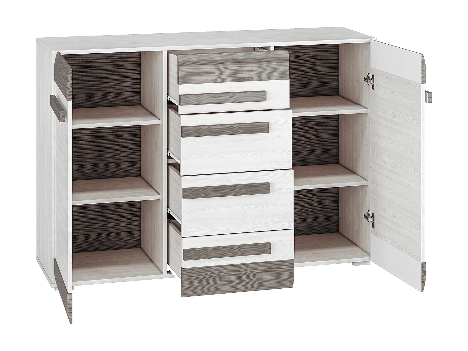 SIDEBOARD Blanco Pinie weiß / grau 138 / 42 / 96cm