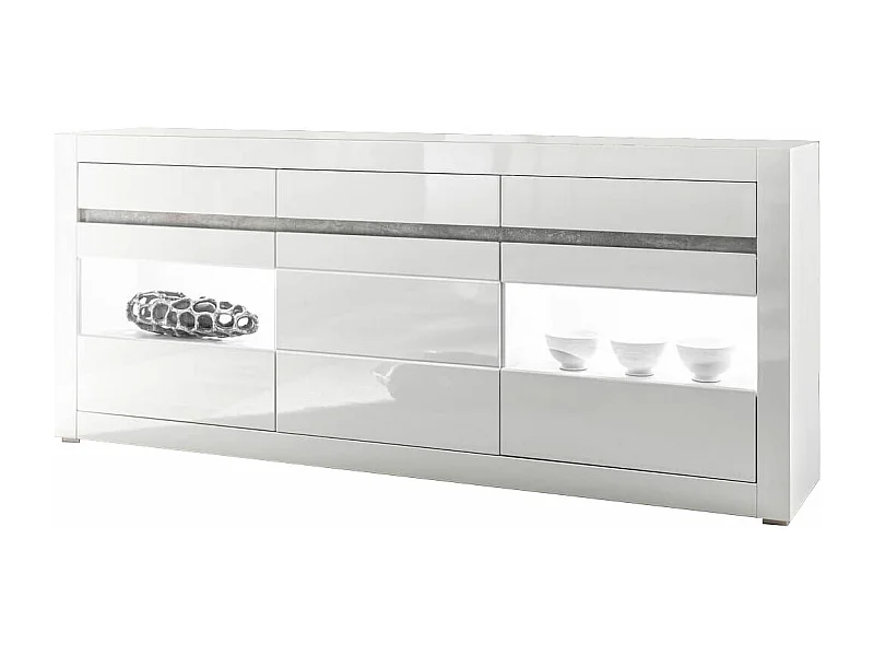 SIDEBOARD Carat weiß Hochglanz 217 cm / 42 cm / 90 cm