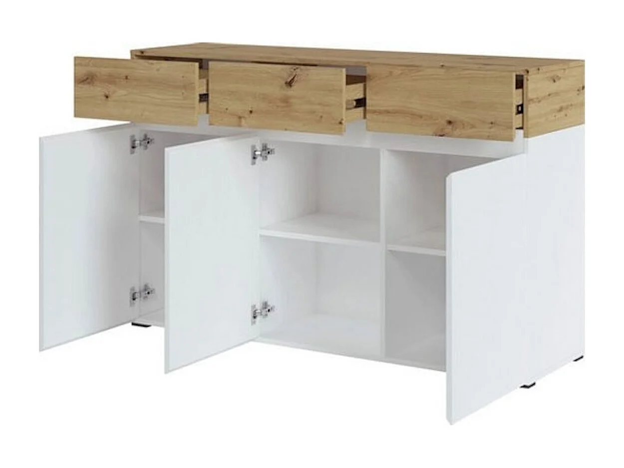SIDEBOARD Rimini weiß / Eiche Artisan 135 / 40 / 86cm