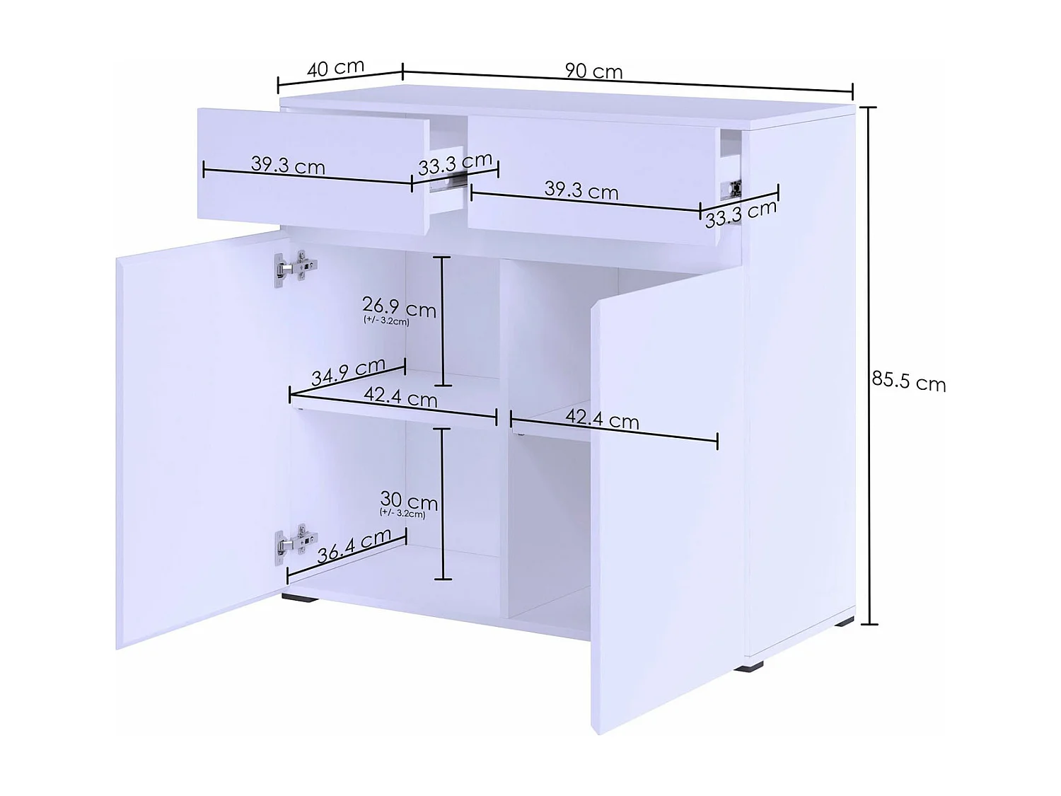 KOMMODE Rimini Beton / Kastanienfarben 90 / 40 / 86cm