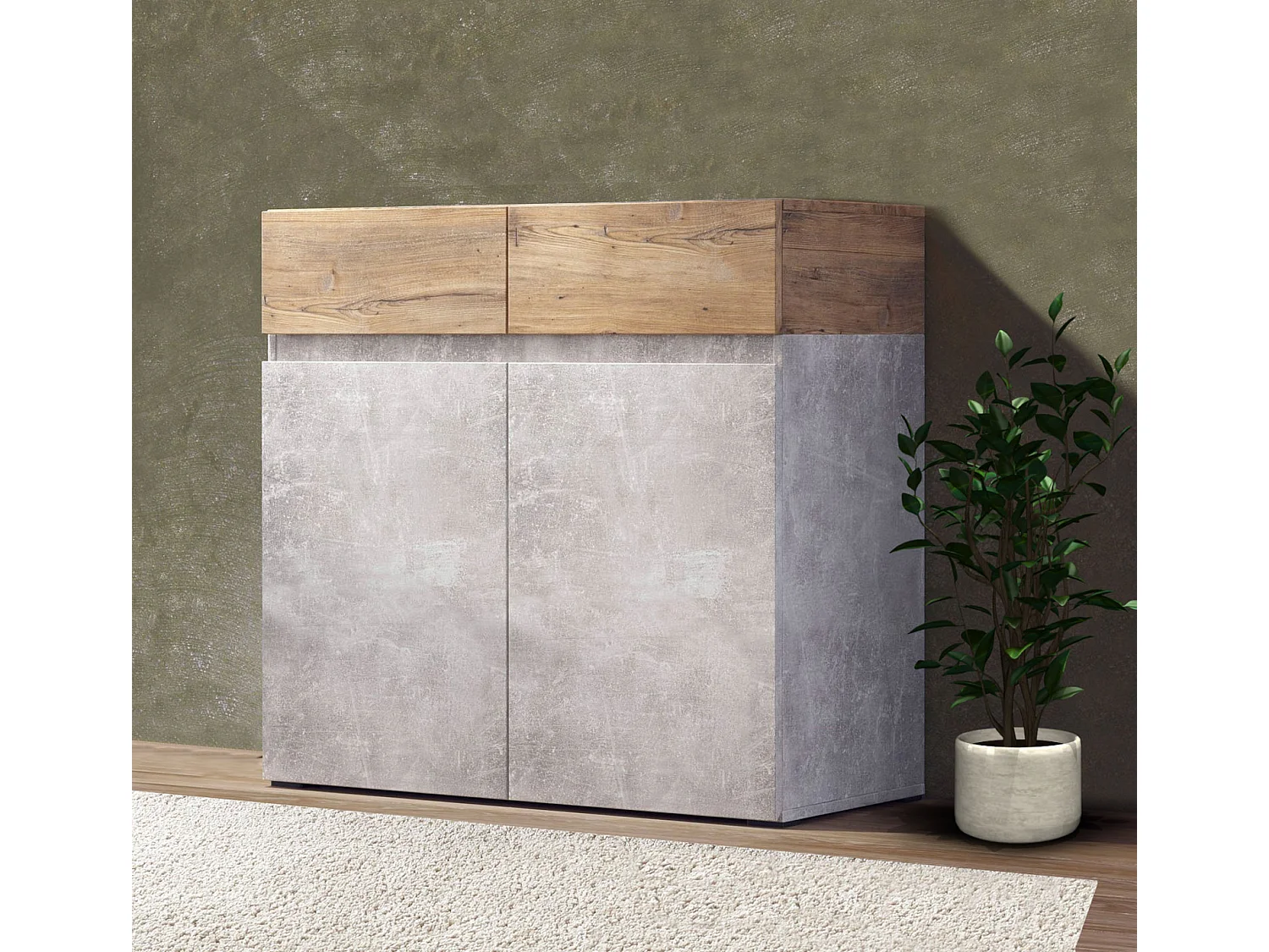 KOMMODE Rimini Beton / Kastanienfarben 90 / 40 / 86cm