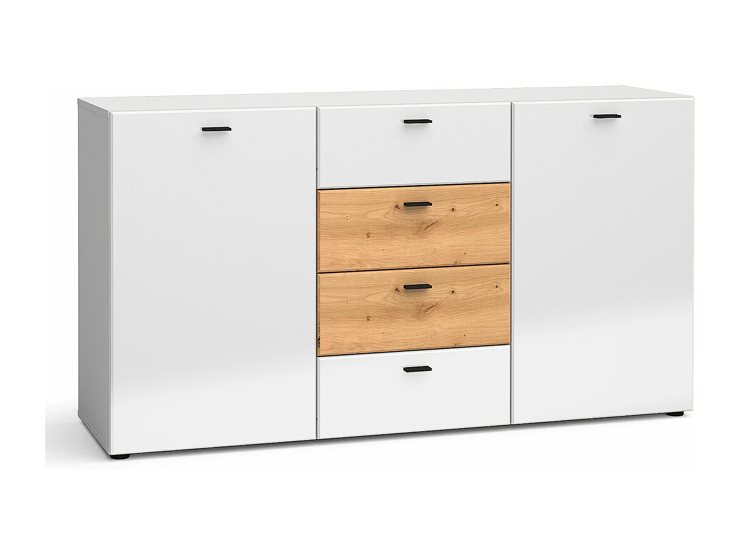 KOMMODE Oviedo weiß matt / weiß Hochglanz - Artisan Eiche 150 / 40 / 81cm