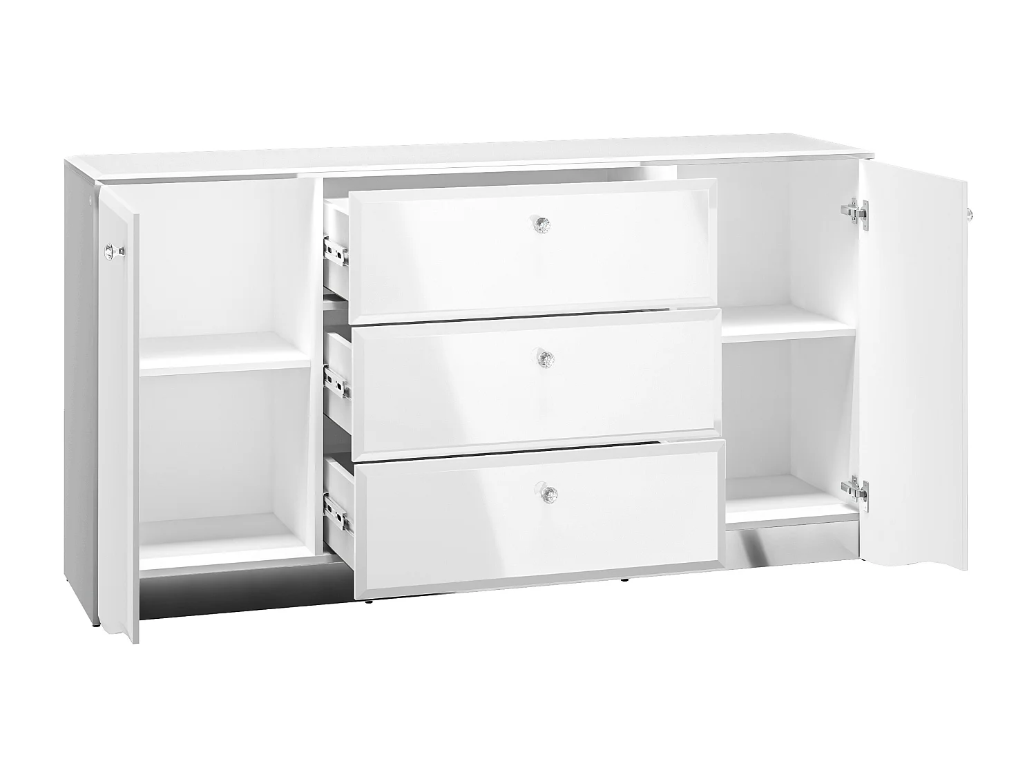 SIDEBOARD Glamour weiß / weiß hochglanz 160 / 41 / 85cm