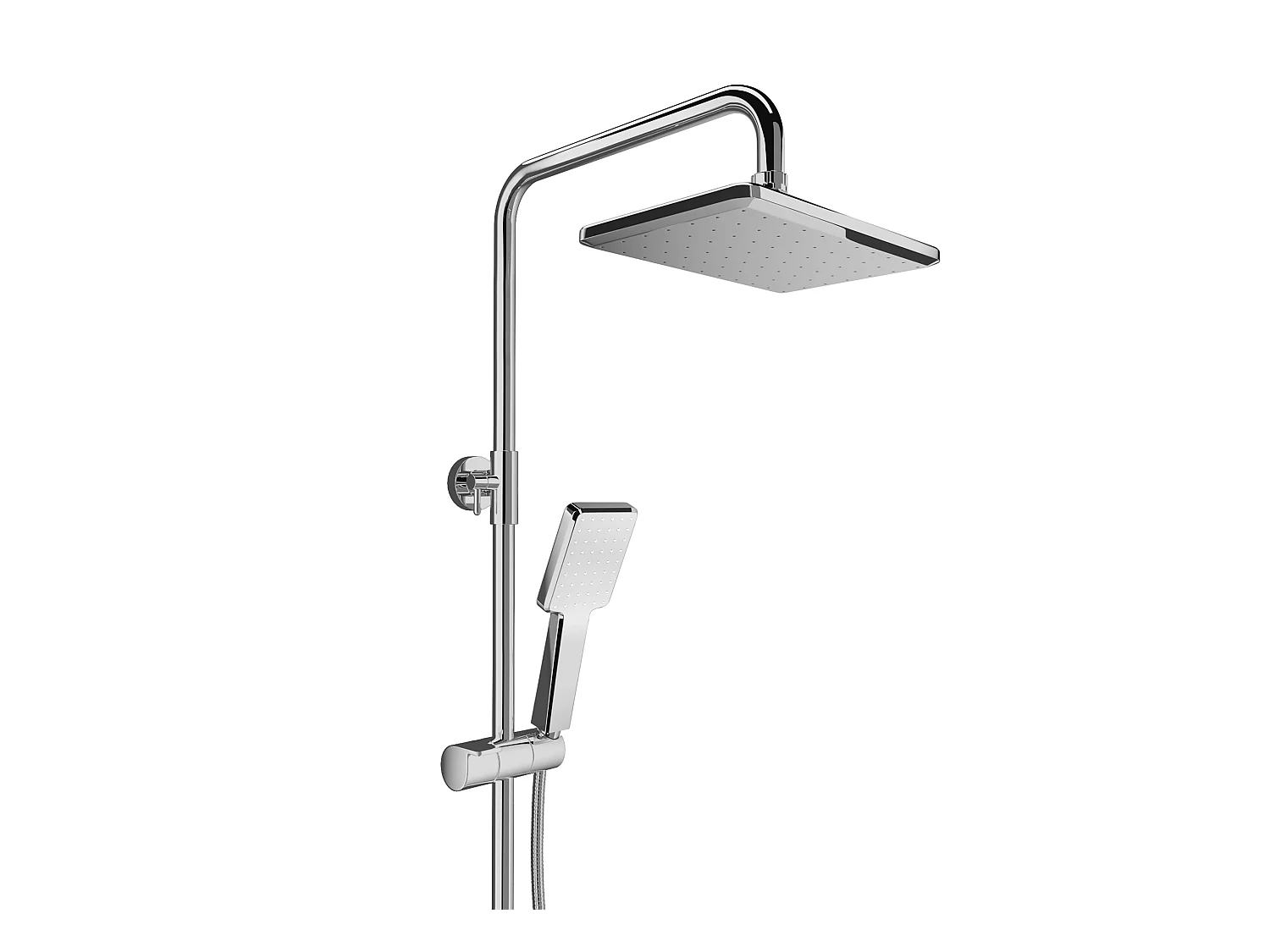 Columna de ducha de acero inoxidable con estante - Níquel cepillado - Altura ajustable - JIZEO