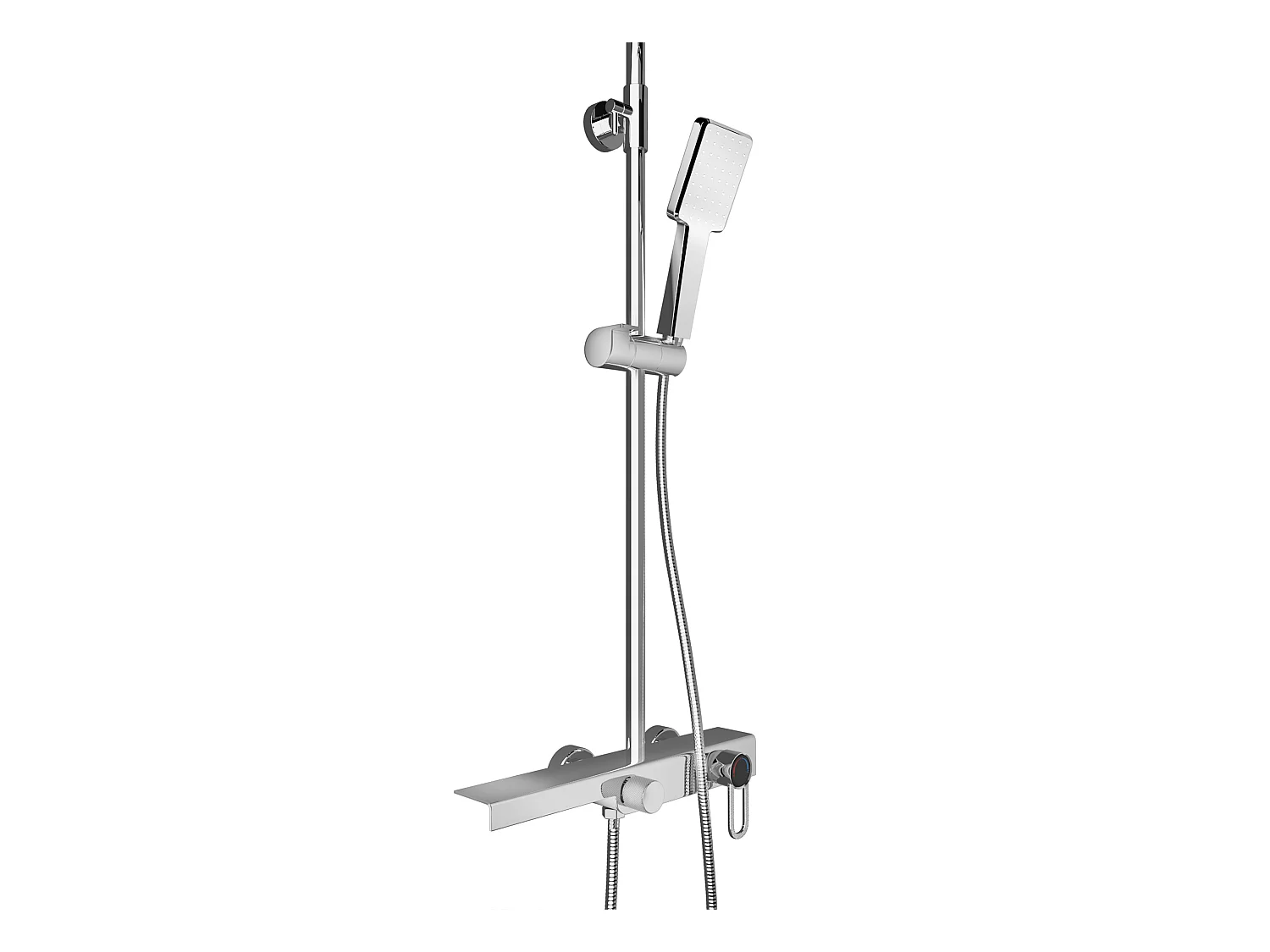 Columna de ducha de acero inoxidable con estante - Níquel cepillado - Altura ajustable - JIZEO