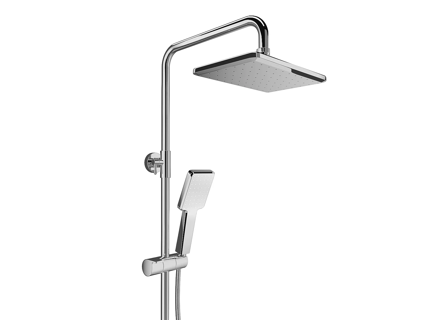 Dusjsøyle i rustfritt stål med hylle - Børstet nikkel - Justerbar høyde - JIZEO