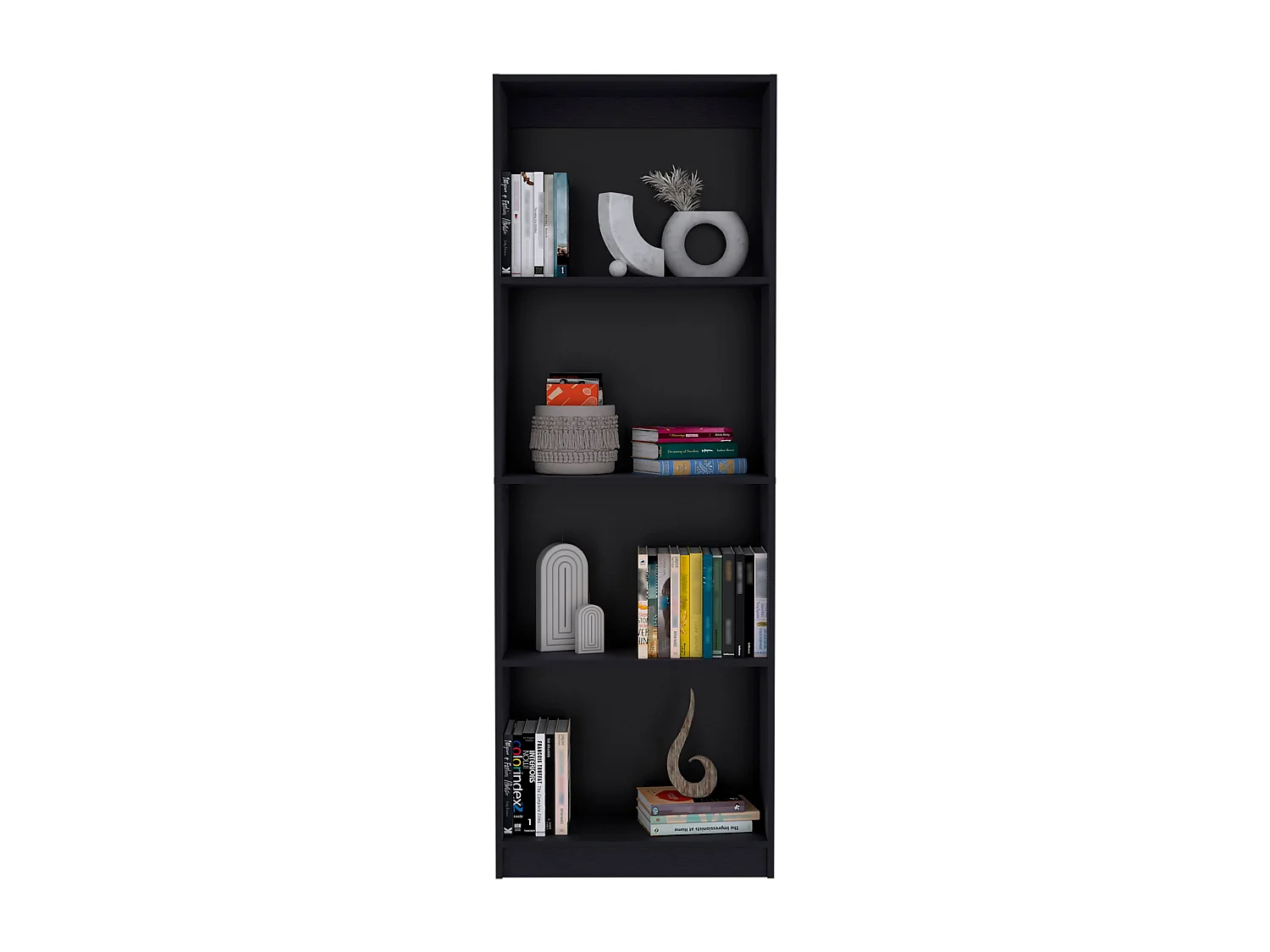 Clay 3 Piece Living Room Set with 3 Bookcases, Negro