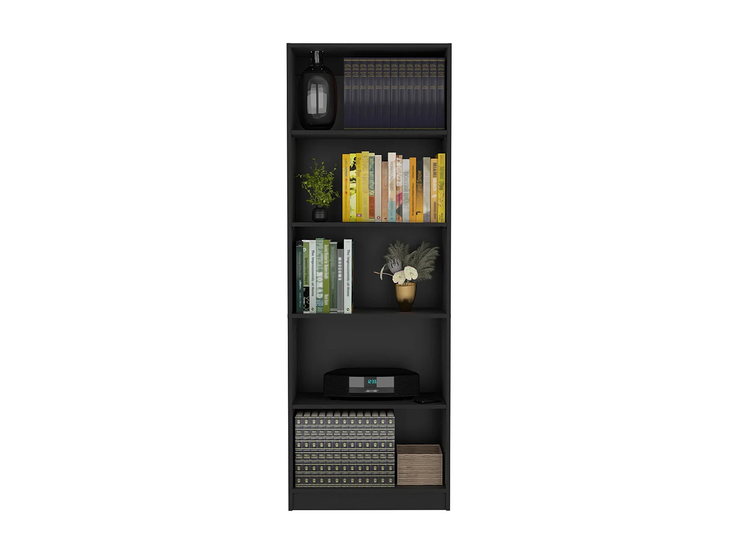 Arrey Set da salotto 3 pezzi con 3 librerie, Nero