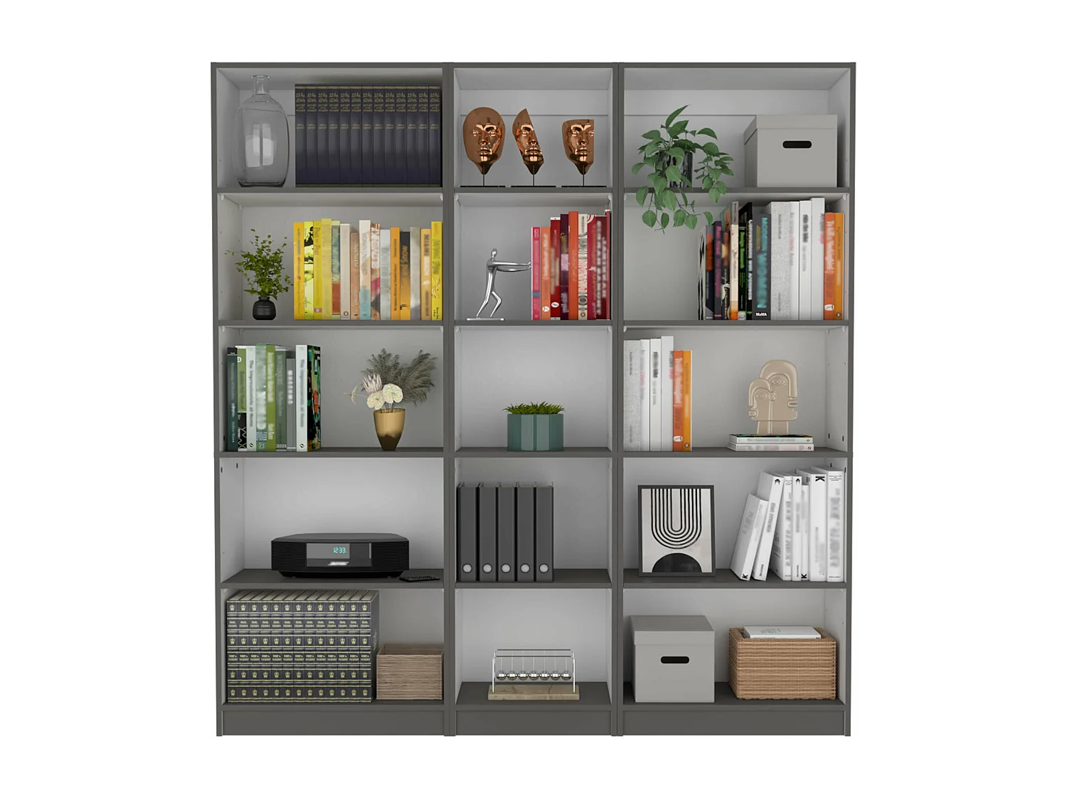 Etagère de bureau en mélamine 3 pièces avec étagères, 180.6 cm X 170.6 cm X 29.9 cm , Multicolore