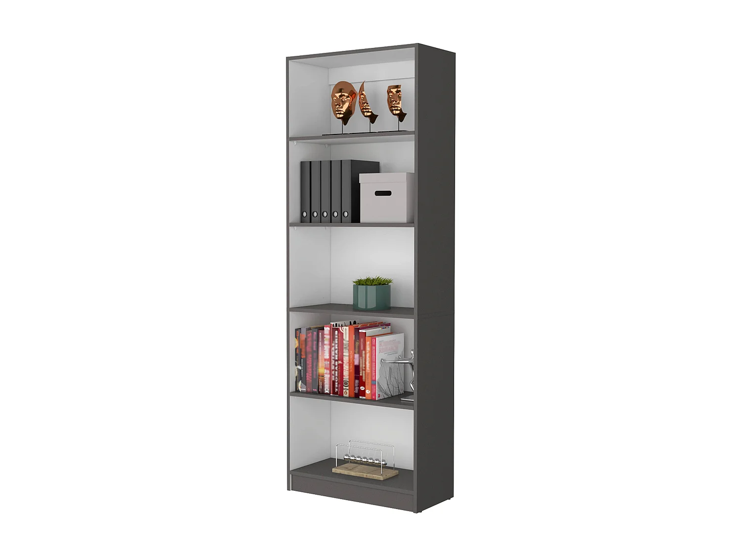 Libreria per ufficio in melamina 3 pezzi con ripiani e 2 ante , 180.6 cm X 188.4 cm X 29.9 cm , Multicolore