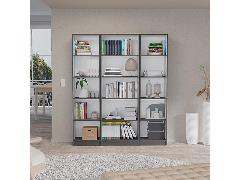 Set di scaffali per ufficio in melamina con 3 ripiani e 4 ante , 180.6 cm X 152.8 cm X 29.9 cm , Multicolore