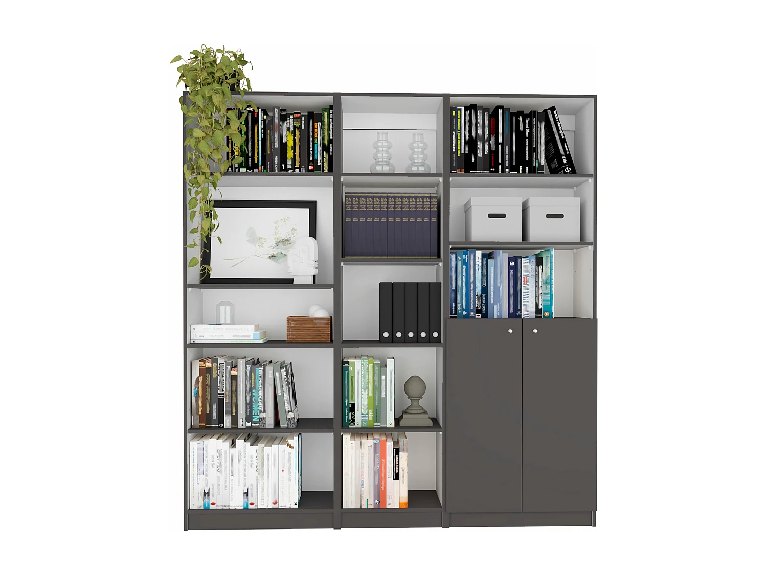 Set de estanteria de oficina home de 3 piezas en melamina con estantes , 180.6 cm  X 170.6 cm  X 29.9 cm  , Multicolor