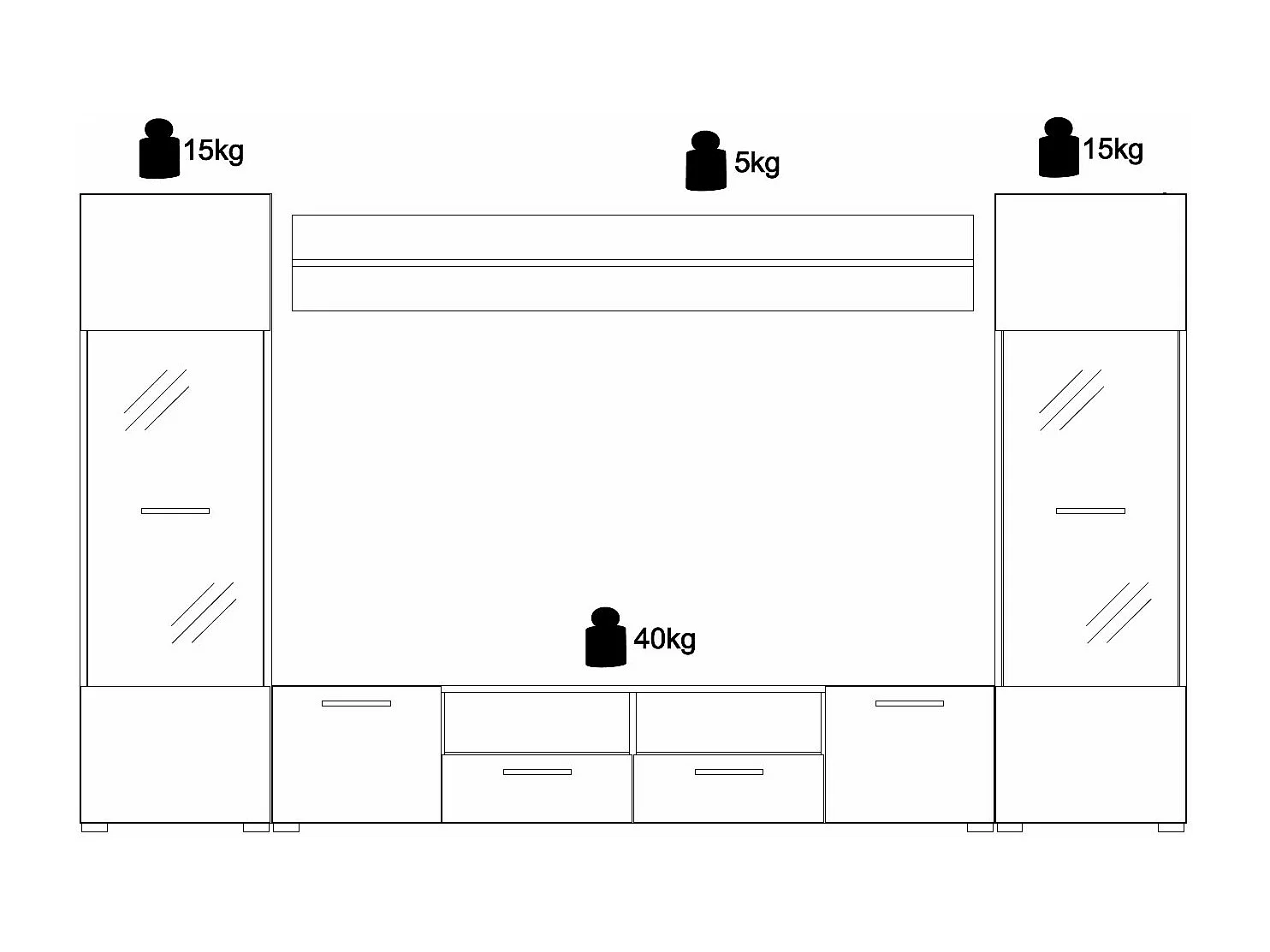 WOHNWAND Soria schwarz matt / Sahara Hochglanz 3D Dekor 4-teilig