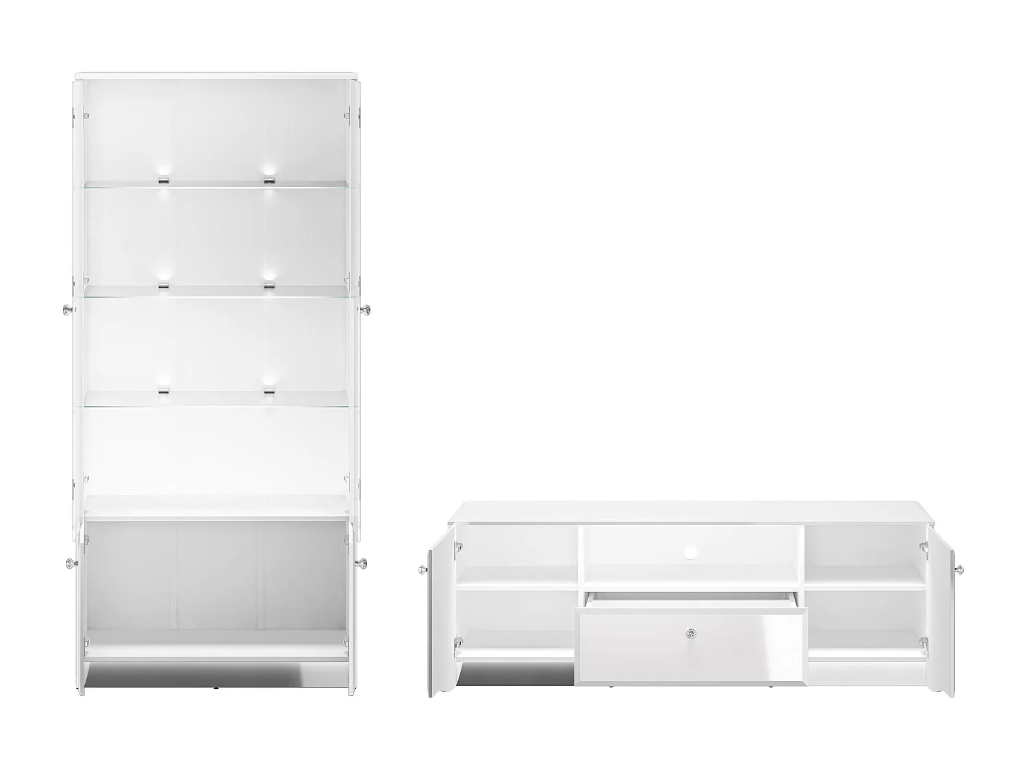 WOHNWAND Glamour weiß / weiß hochglanz 2-teilig