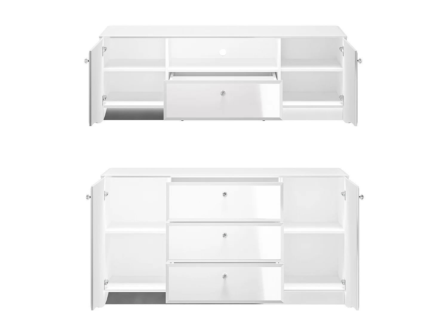 WOHNZIMMER-SET Glamour weiß / weiß hochglanz 2-teilig