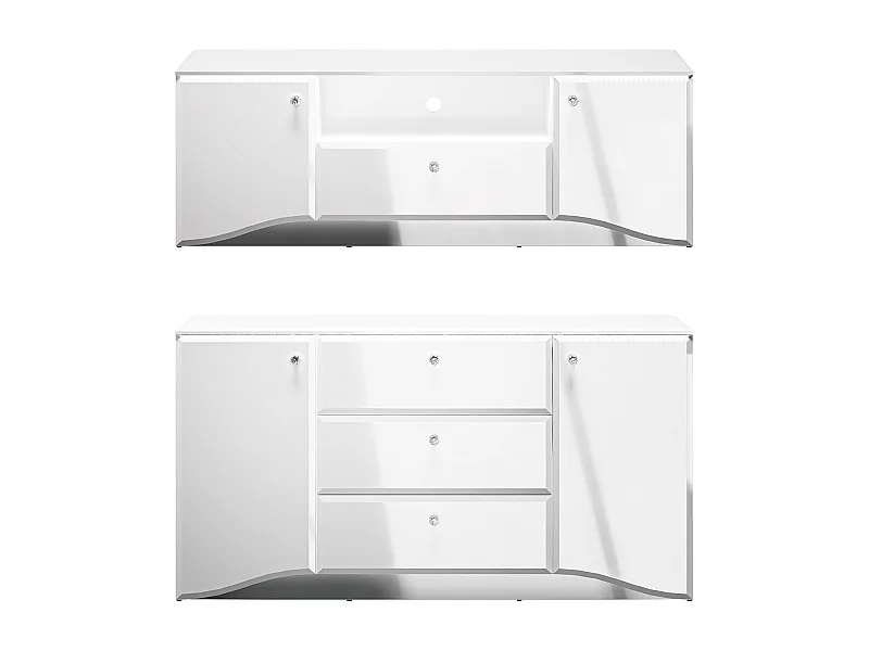 WOHNZIMMER-SET Glamour weiß / weiß hochglanz 2-teilig