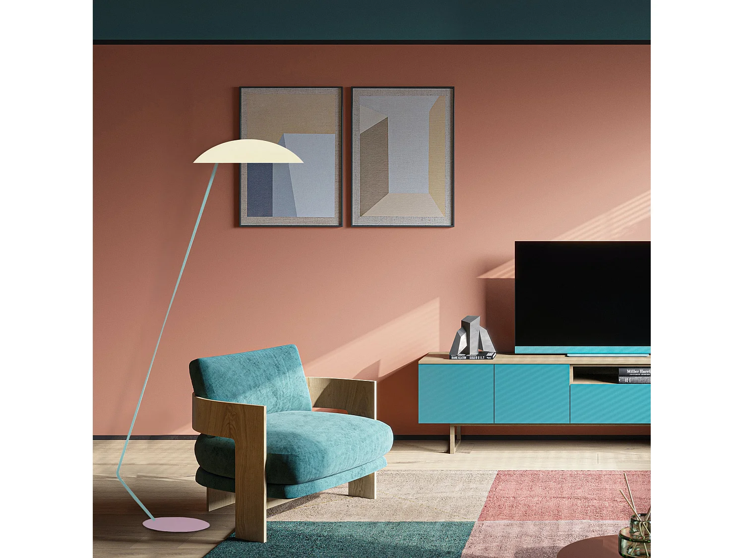 Candeeiro de Pé TOSEL DEMI LUNE metal certo malva D30 x  H165  cm