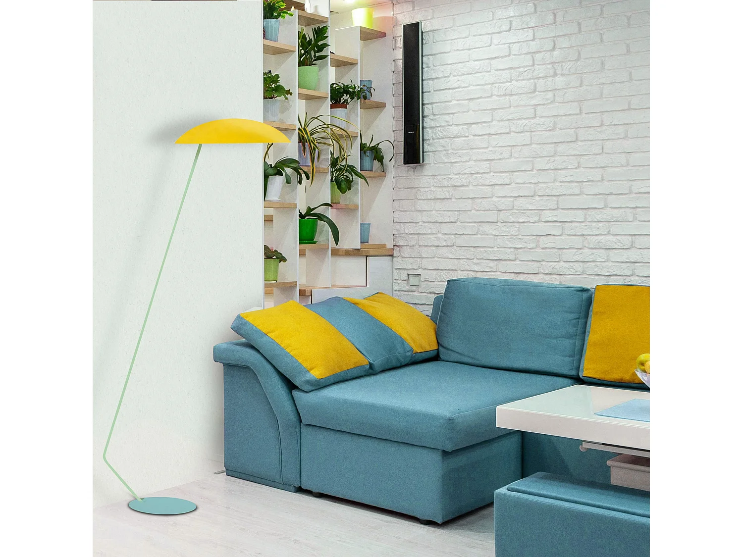 Lampadaire de Bureau TOSEL ,métal,Jaune ,H174xD33xP70cm