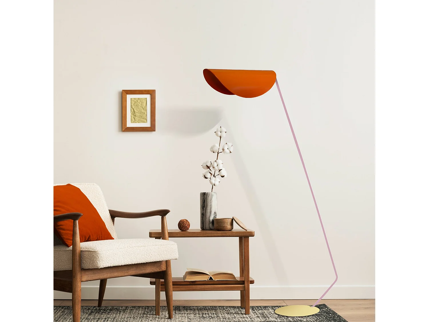 Lampada da terra  metallo curbé  beige rosa ULLA arancio D'33 cm