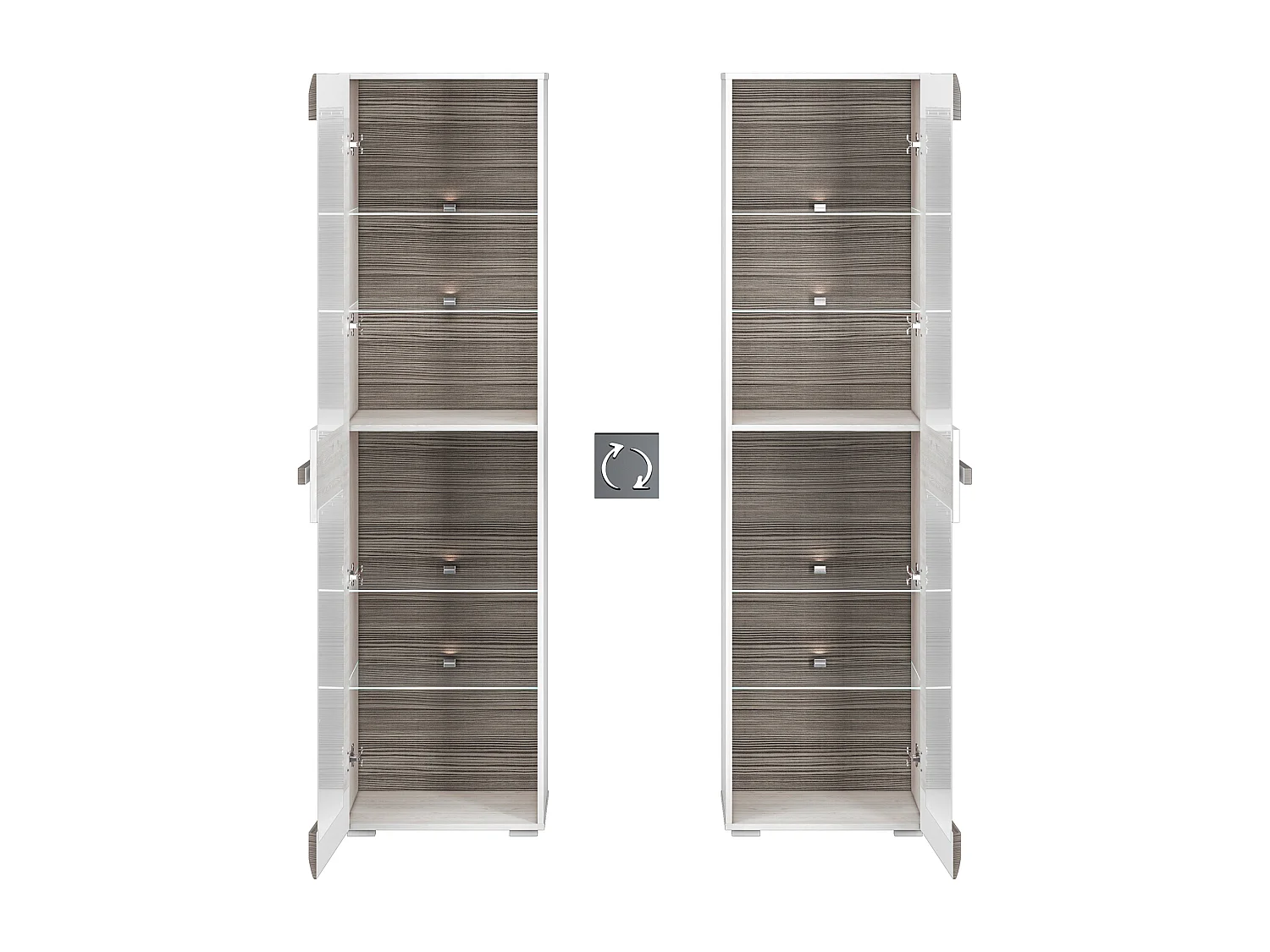 VITRINE Blanco Pinie weiß / grau 55 / 42 / 202cm