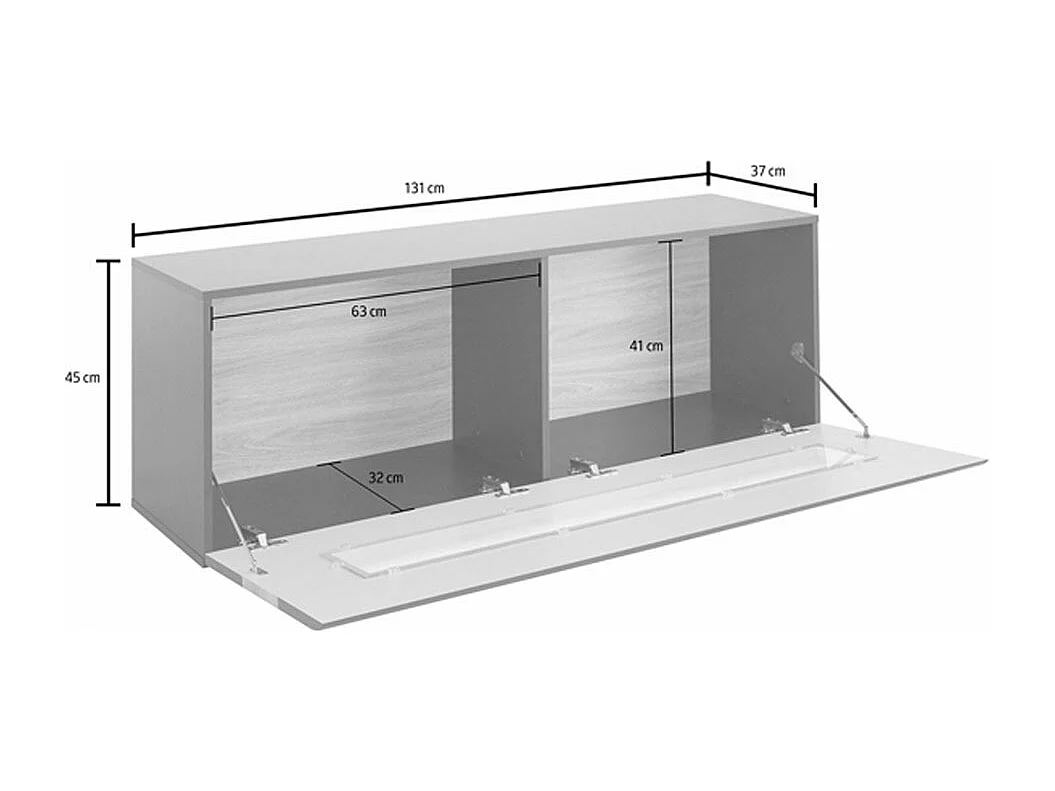 HÄNGEVITRINE Toledo Weiß 131,2 / 37 / 45cm