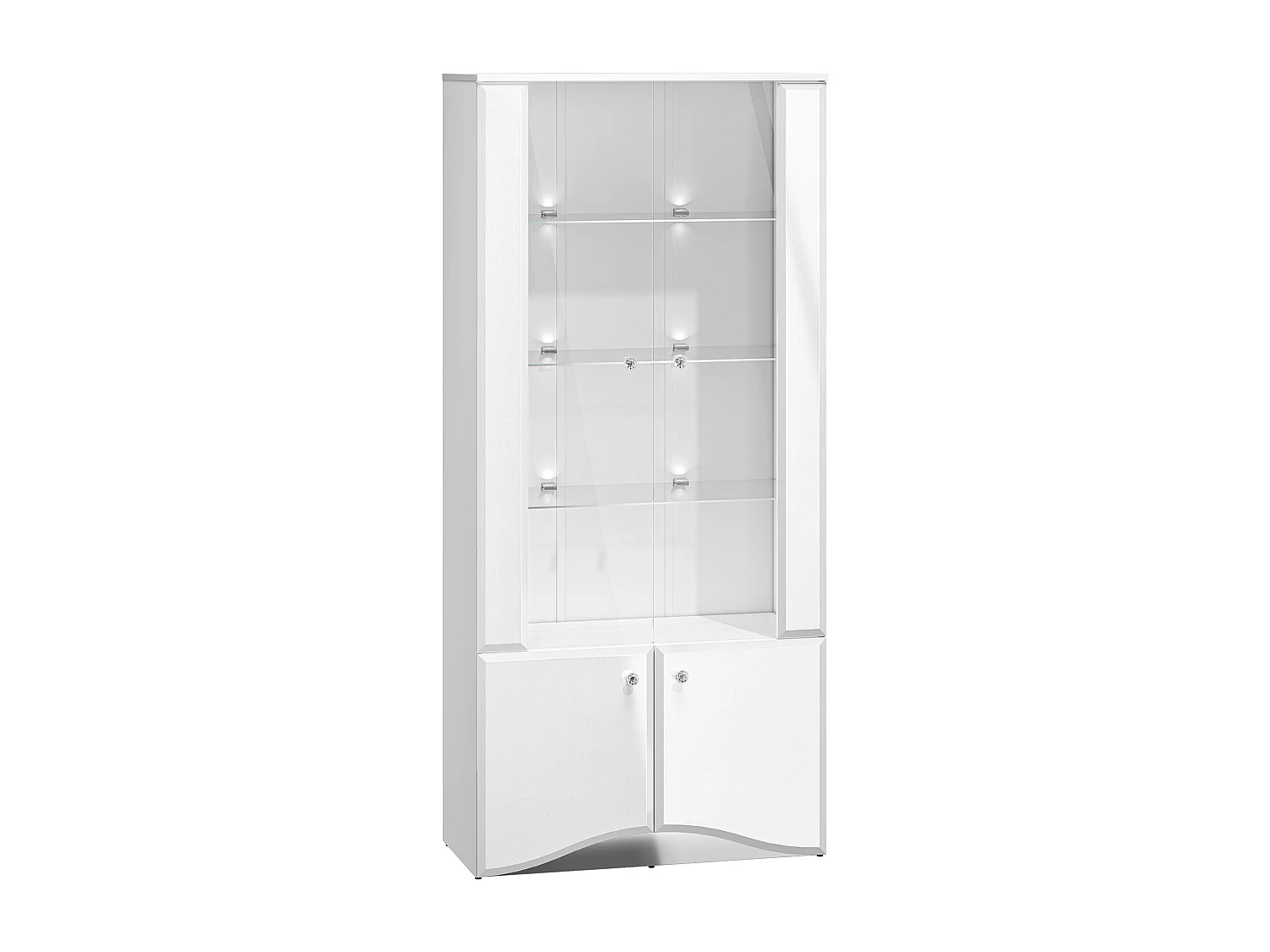VITRINE Glamour weiß / weiß hochglanz 87 / 41 / 191cm