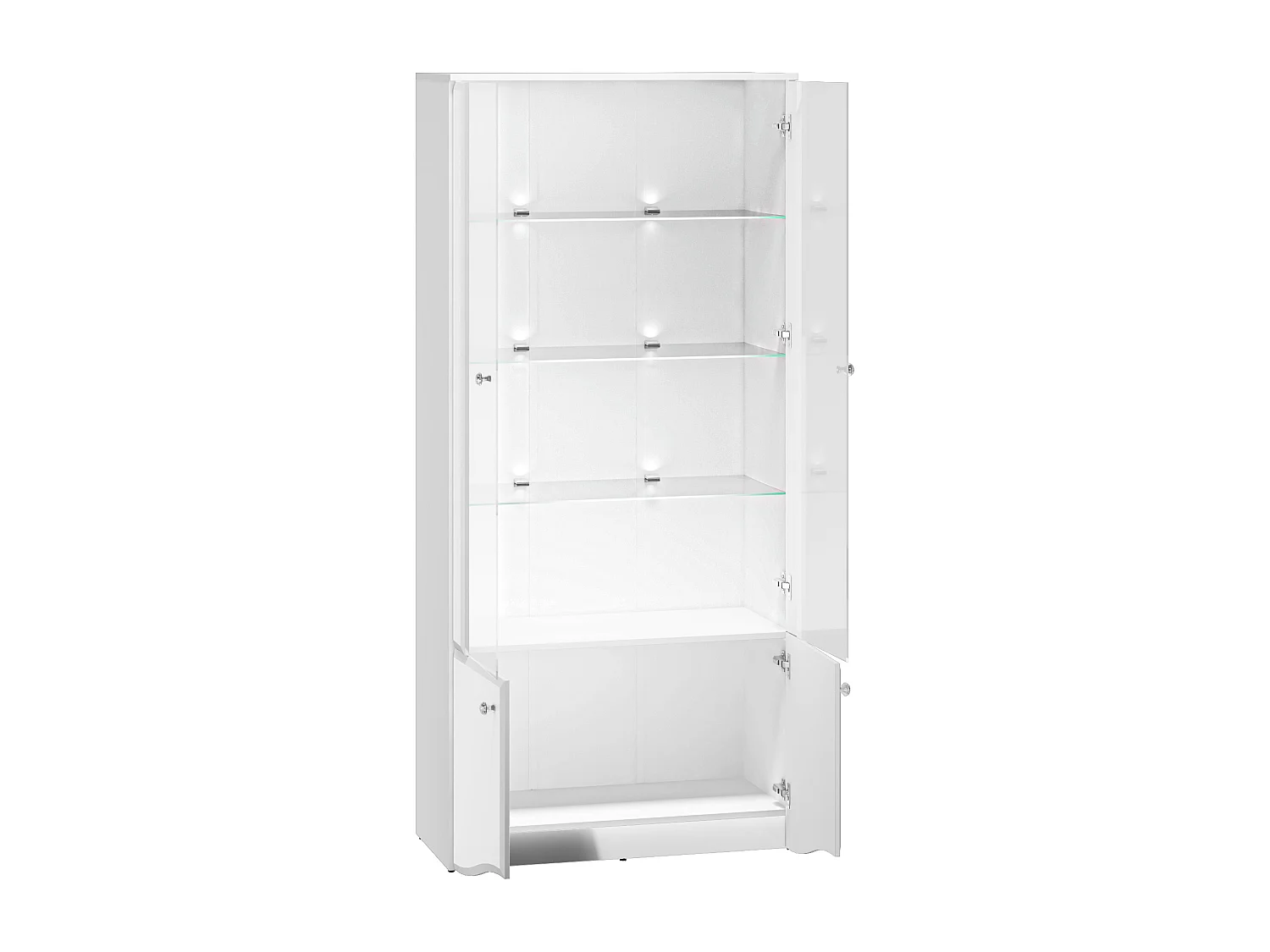 VITRINE Glamour weiß / weiß hochglanz 87 / 41 / 191cm