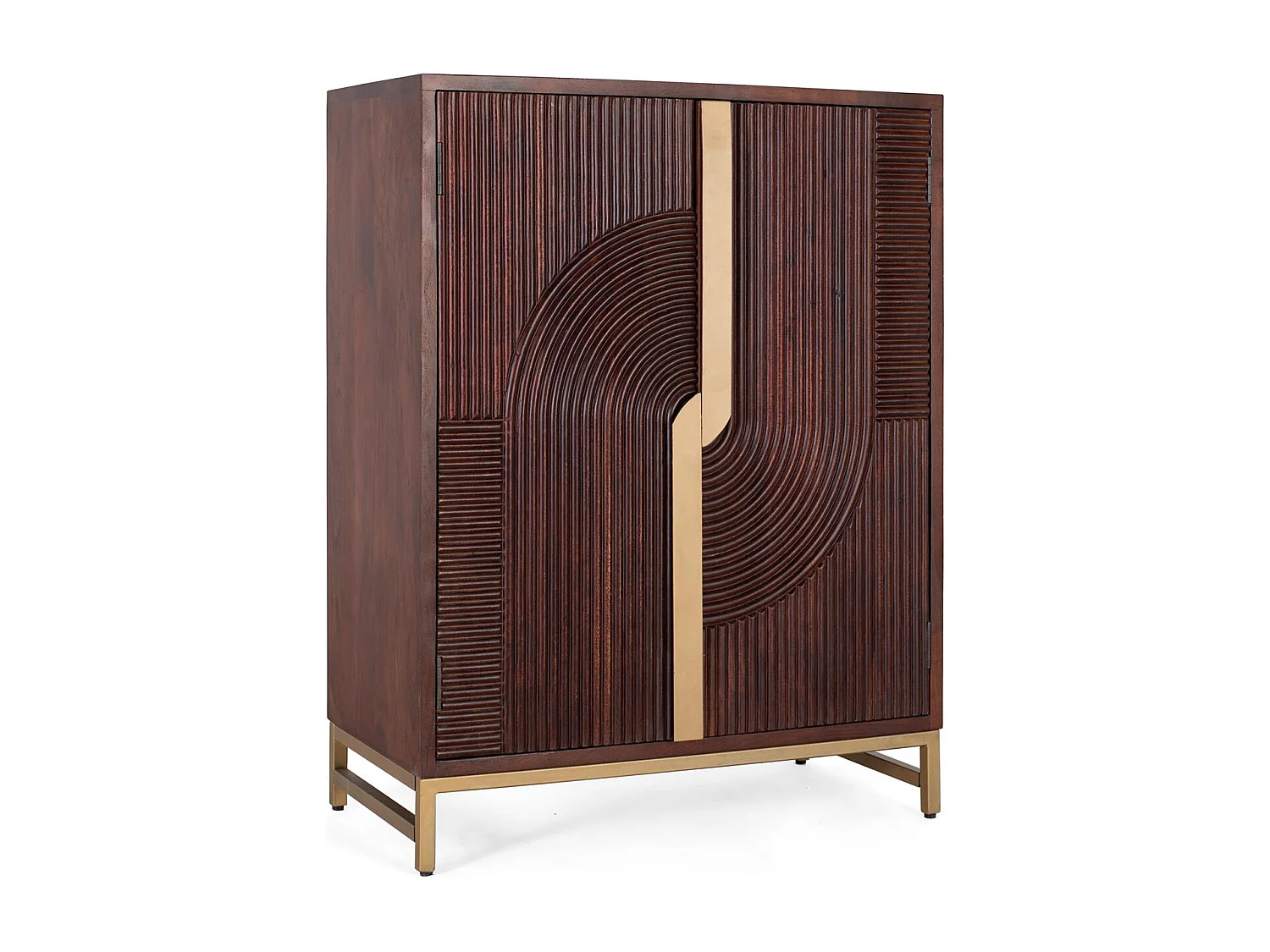 Meuble bar en bois manguier et métal