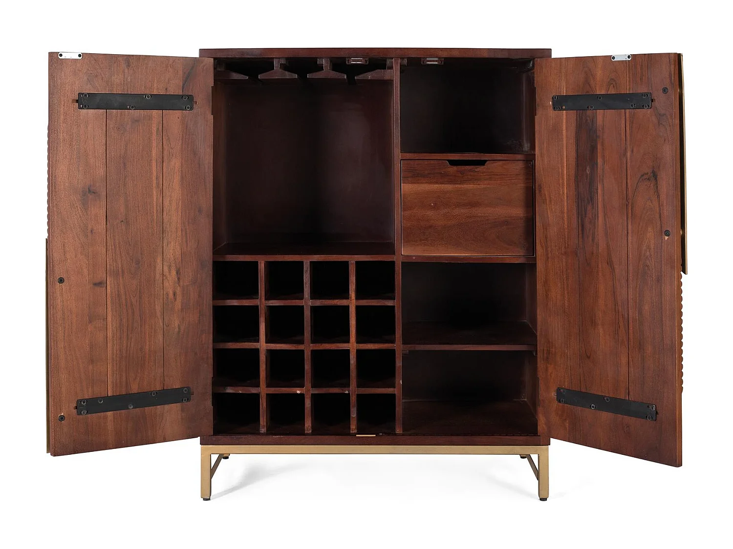 Meuble bar en bois manguier et métal