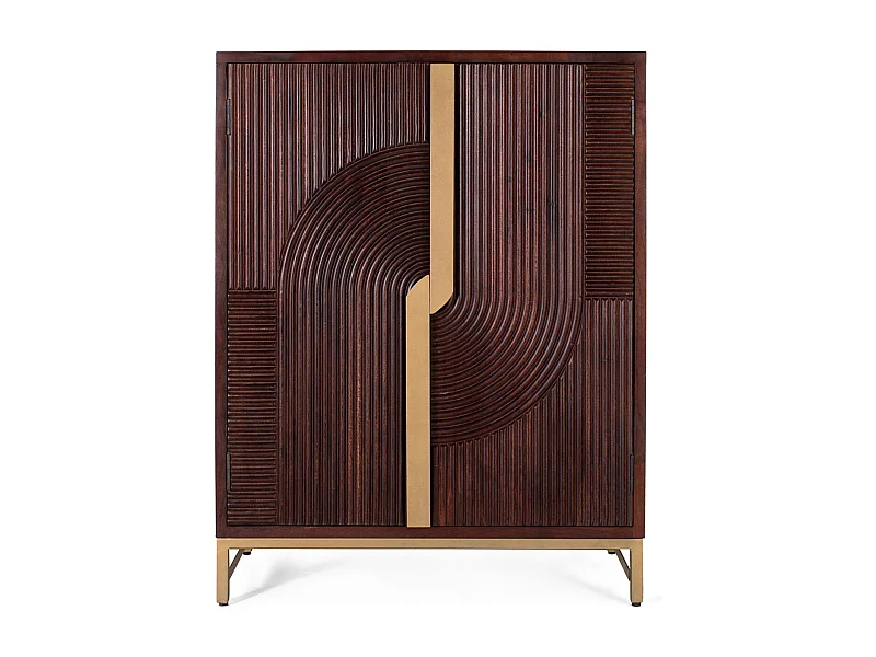 Meuble bar en bois manguier et métal