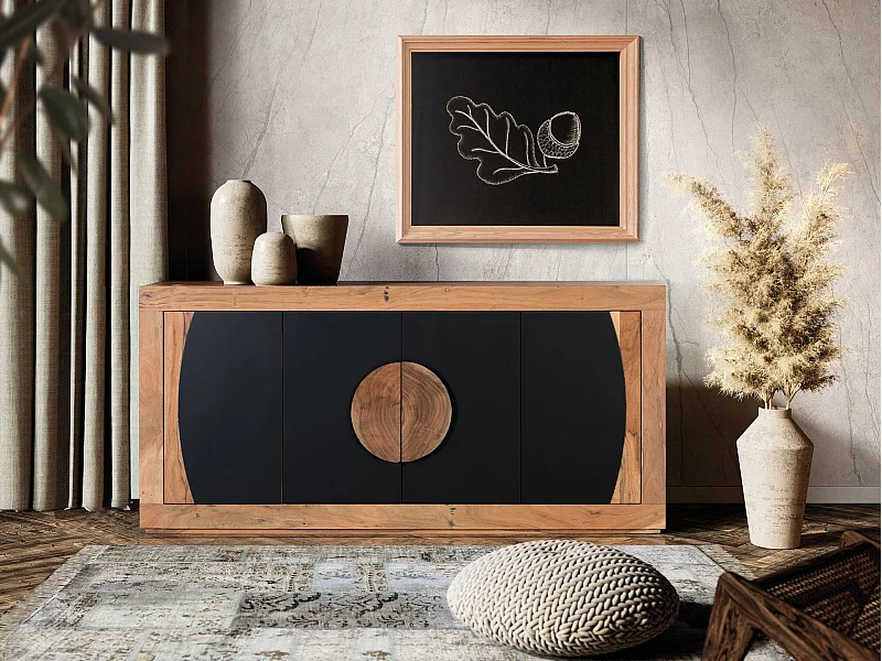 Buffet à 4 portes en bois d'acacia