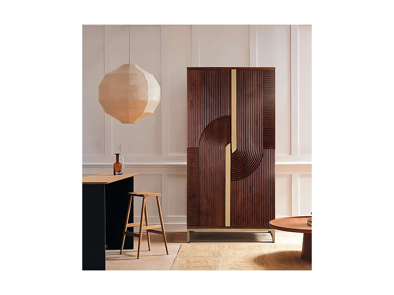 Muebles de barra de madera de mango y metal 179x91x53