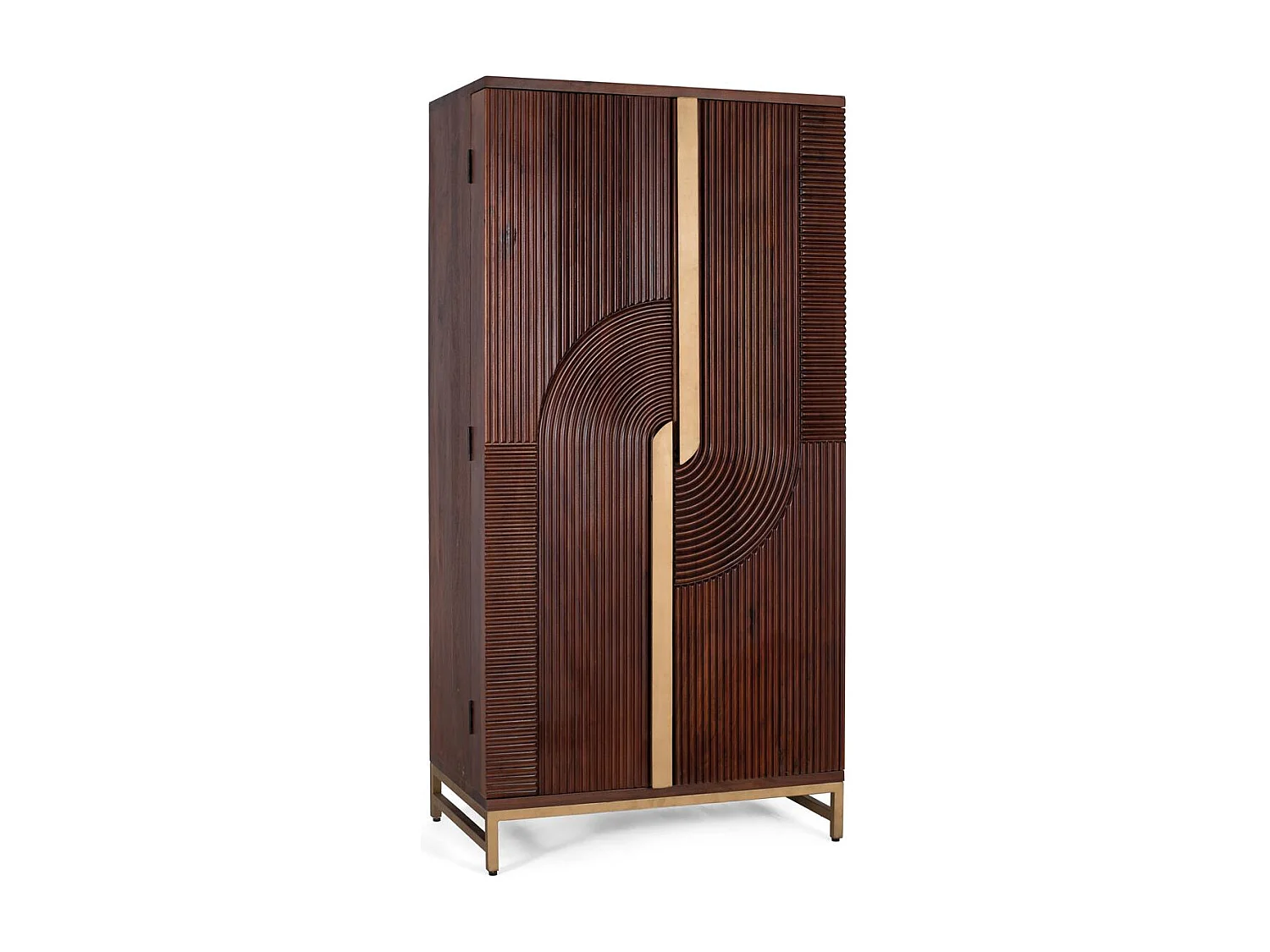 Meuble bar en bois manguier et métal