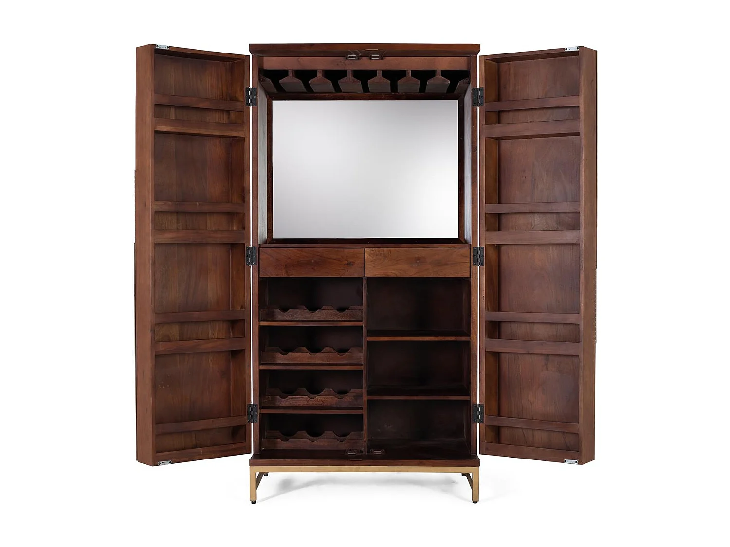 Meuble bar en bois manguier et métal