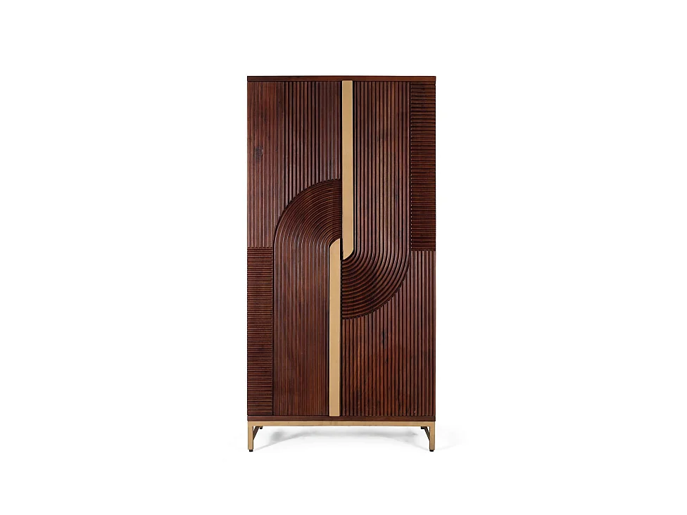 Meuble bar en bois manguier et métal