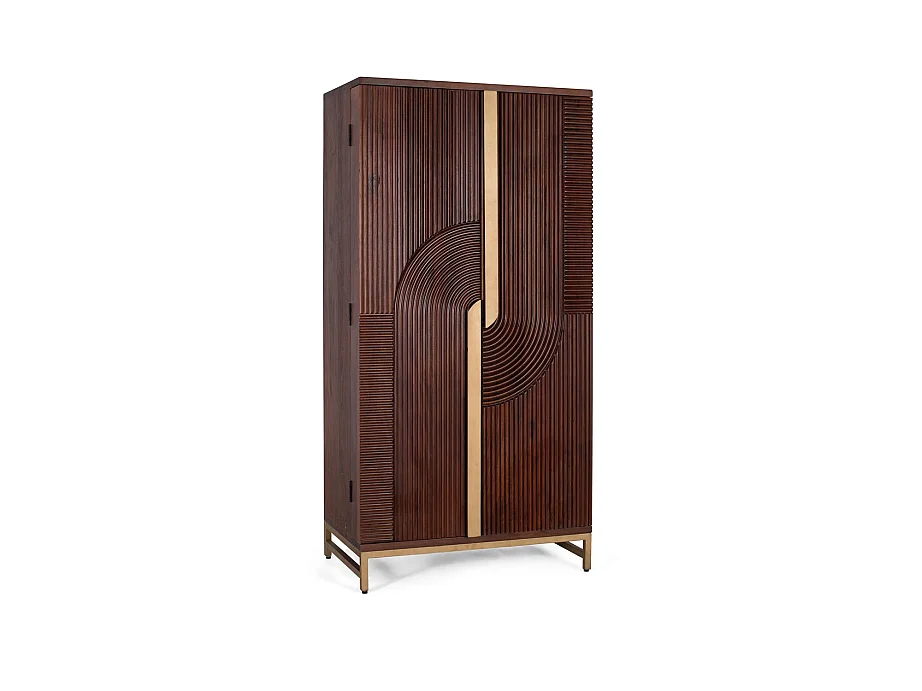 Meuble bar en bois manguier et métal
