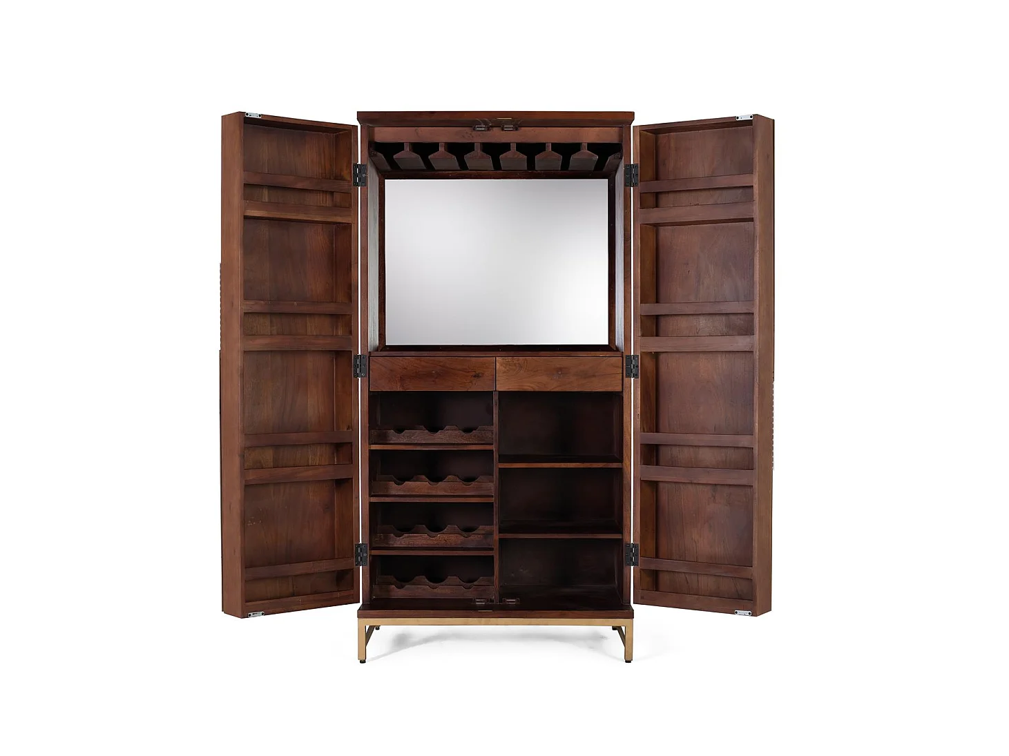 Meuble bar en bois manguier et métal