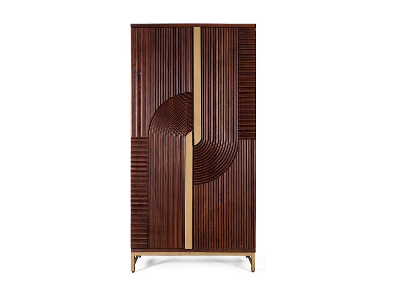 Meuble bar en bois manguier et métal