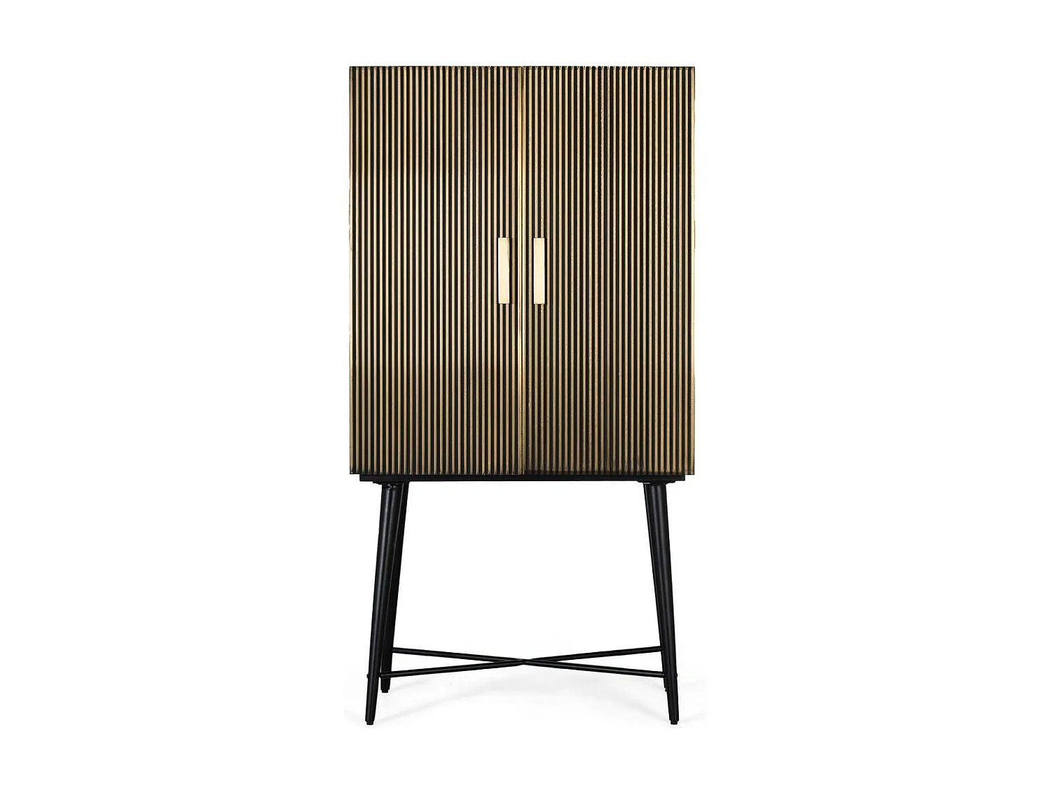 Armadio con 2 ante in legno rivestite in bronzo e piano in marmo